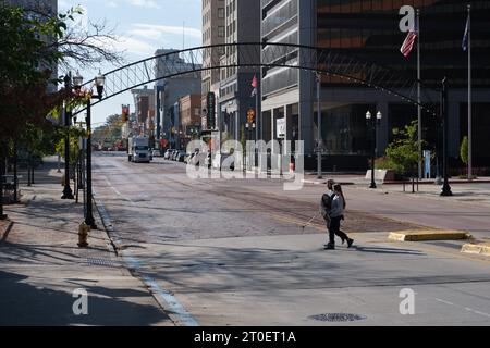 Saginaw Street im Zentrum von Flint Michigan USA Stockfoto