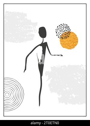 Abstraktes Posterdesign für Volleyballspieler. Vektorsport-Illustration eines Mannes mit einem Ball Stock Vektor