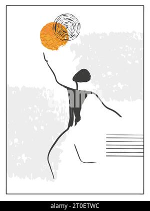 Abstraktes Posterdesign für Volleyballspieler. Vektor-Sport-Illustration. Stock Vektor