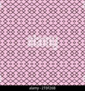 Nahtloses Rautendesign vor rosa Hintergrund. Nahtloses Rautenmuster auf rosafarbenem Hintergrund. Stockfoto
