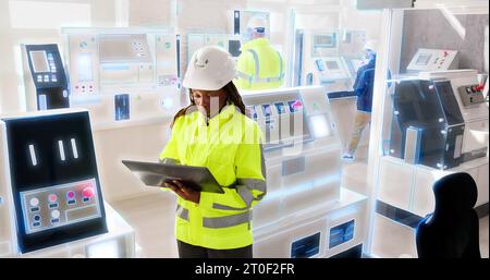 Werksingenieur In Der Helmüberprüfung In Der Industrieanlage Stockfoto