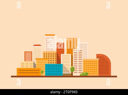Vektorillustration einer modernen Stadtlandschaft in flachem Stil Stock Vektor
