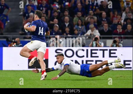 Lyon, Frankreich. Oktober 2023. Julien Mattia/Le Pictorium - Frankreich - Italien Rugby-Weltmeisterschaft - 06/10/2023 - Frankreich/Rhone Alpes/Lyon - Damien Penaud während des Rugby-WM-Spiels zwischen Frankreich und Italien im Groupama-Stadion, Lyon, 6. Oktober 2023. Quelle: LE PICTORIUM/Alamy Live News Stockfoto