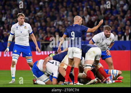 Lyon, Frankreich. Oktober 2023. Julien Mattia/Le Pictorium - Frankreich - Italien Rugby-Weltmeisterschaft - 06/10/2023 - Frankreich/Rhone Alpes/Lyon - Maxime Lucu während des Rugby-WM-Spiels zwischen Frankreich und Italien im Groupama-Stadion, Lyon, 6. Oktober 2023. Quelle: LE PICTORIUM/Alamy Live News Stockfoto