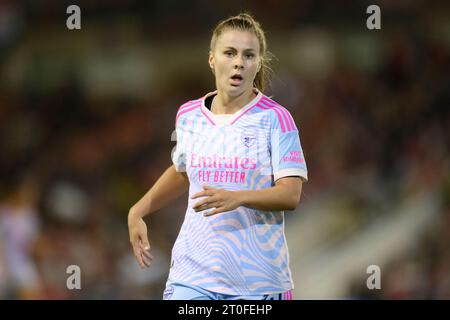 Leigh, Großbritannien. Oktober 2023. Victoria Pelova von Arsenal Women während des Spiels der Barclays FA Women's Super League im Leigh Sports Village in Leigh. Der Bildnachweis sollte lauten: Ben Roberts/Sportimage Credit: Sportimage Ltd/Alamy Live News Stockfoto