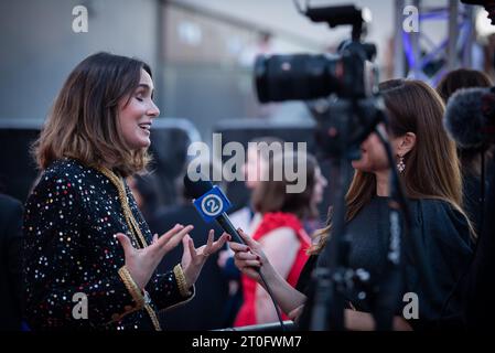 London, Großbritannien. Oktober 2023. Sophie Mas nimmt an der Headline Gala-Vorführung von Mai Dezember während des 67. BFI London Film Festival in der Royal Festival Hall Teil. Quelle: SOPA Images Limited/Alamy Live News Stockfoto