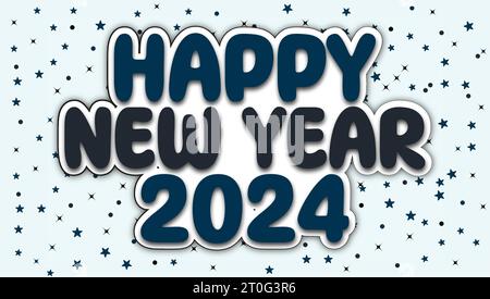 Happy New Year 2024 Social-Media-Bannerdesign und Hintergrunddesign Stock Vektor