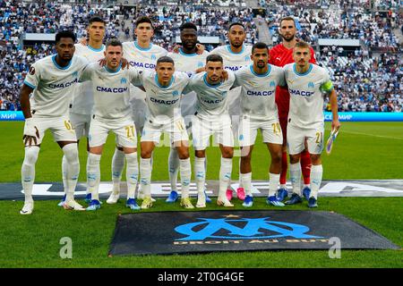 Marseille, Marseille. Oktober 2023. Olympique Marseille spielte am 5. Oktober 2023 im Stade Velodrome in Marseille, Frankreich, während des UEFA Europa League-Spiels zwischen Olympique Marseille und Brighton Hove Albion, Gruppe B, DATE 2. (Foto: Bagu Blanco/PRESSINPHOTO) Credit: PRESSINPHOTO SPORTS AGENCY/Alamy Live News Stockfoto