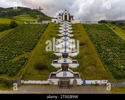 Vila Franca do Campo, Portugal, Ermida de Nossa Senhora da Paz. Kapelle der Muttergottes des Friedens auf der Insel Sao Miguel, Azoren. Kapelle unserer Lieben Frau des Friedens, Sao M Stockfoto