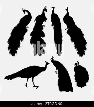 peacock Vogel Tier Silhouette Stock Vektor