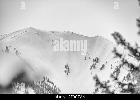 Schneebedeckte Bergsteiger in Colorado Stockfoto