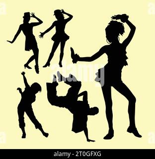 Männliche und weibliche Tänzerinnen zeigen Silhouette Stock Vektor