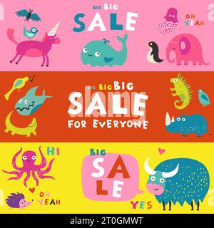 Beste Kinder Alphabete abc Bücher Lernhilfen 3 bunte horizontale Verkauf Werbebanner Set isoliert Vektor Illustration Stock Vektor
