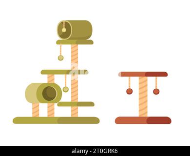 Tierturm mit weichen Planken und Kugelvektorillustration isoliert auf weißem Hintergrund Stock Vektor