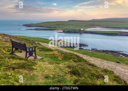 Noss Island ist wahrscheinlich der beste Ort, um Puffins auf den Shetland Islands zu beobachten. Stockfoto