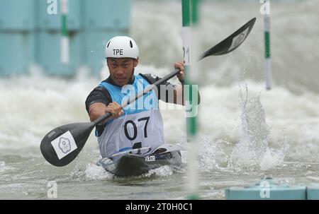 Hangzhou, chinesische Provinz Zhejiang. Oktober 2023. Wu Shao-Hsuan aus Chinesisch Taipeh tritt am 7. Oktober 2023 bei den 19. Asienspielen in Hangzhou in der ostchinesischen Provinz Zhejiang an. Quelle: Du Xiaoyi/Xinhua/Alamy Live News Stockfoto