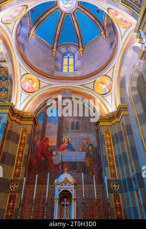 Das reiche Innere der Kathedrale von San Evasio von Casale Monferrato. Casale Monferrato, Provinz Alessandria, Piemont, Italien. Stockfoto
