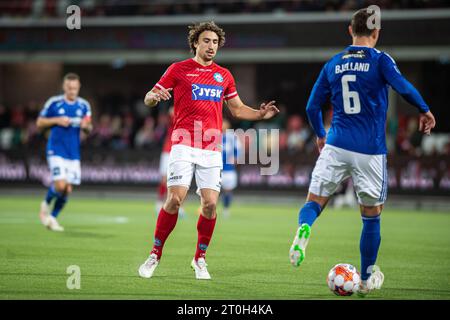 Silkeborg, Dänemark. Oktober 2023. Alexander Lind (9) von Silkeborg IF im 3F Superliga-Spiel zwischen Silkeborg IF und Lyngby BK im Jysk Park in Silkeborg. (Foto: Gonzales Photo/Alamy Live News Stockfoto