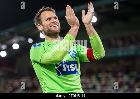 Silkeborg, Dänemark. Oktober 2023. Torhüter Nicolai Larsen von Silkeborg, WENN er nach dem 3F Superliga-Spiel zwischen Silkeborg IF und Lyngby BK im Jysk Park in Silkeborg gesehen wurde. (Foto: Gonzales Photo/Alamy Live News Stockfoto