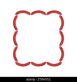Quadratischer Rahmen und Würstchen. Vektorabbildung auf leerem Hintergrund. Stock Vektor