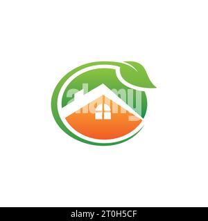 Home Leaf Logo Design, Nature House Logo, Leaf Real Estate Logo, Icon, Vektor Stock Vektor
