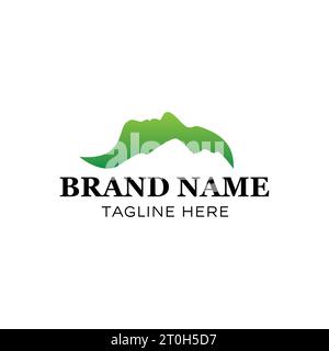 Mountain Face Logo, Silhouettenbild einer Gesichtsform horizontal, die in die Form eines Berges kombiniert wird, Symbol, Vektor Stock Vektor