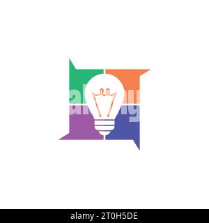 Chat Lamp-Logo, Dialog-Logo, Idee, Lampensymbol, Chat-Symbol Stock Vektor