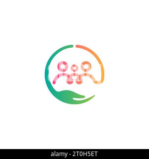 Logo für die Personenpflege, Logo für die Familienpflege, Symbol für Menschen mit Händen, Symbol, Vektor Stock Vektor