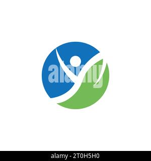 Menschliches Blatt Logo, Naturblatt gesundes Logo, Wellness Logo Design. Gesundes Blatt Symbol, Symbol, Vektor, Illustration Stock Vektor