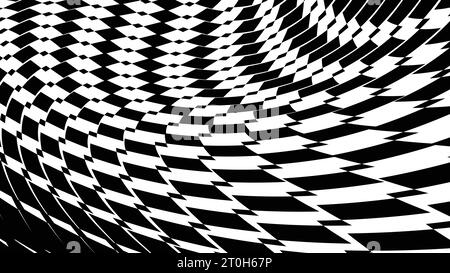 Lebendige und faszinierende 3D abstrakte psychedelische karierte Muster optische Illusion Hintergrund Design Vektor mit dynamischen Farben Stock Vektor