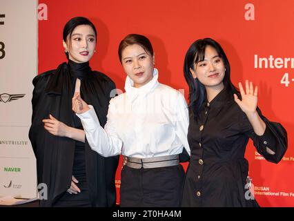 Busan, Südkorea. Oktober 2023. Chinesischer Regisseur Han Shuai, Pressekonferenz für das 28. Busan International Film Festival im Busan Cinema Center in Busan, südlich von Seoul, Südkorea am 5. Oktober 2023. (Foto: Lee Young-HO/SIPA USA) Credit: SIPA USA/Alamy Live News Stockfoto