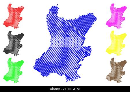 Lake Lough Neagh (Vereinigtes Königreich von Großbritannien und Nordirland) Kartenvektordarstellung, Scribble-Skizze Loch nEathach Karte Stock Vektor