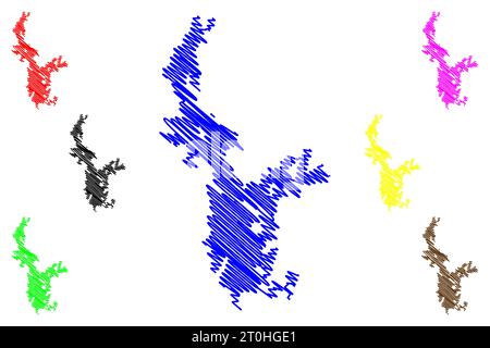 Lake Lough Ree (Republik Irland) Karte Vektordarstellung, Scribble Sketch Loch Rí oder Ri Karte Stock Vektor