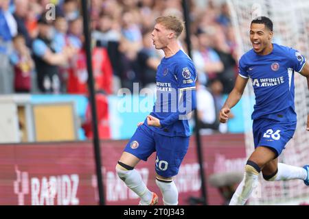 Cole Palmer aus Chelsea erzielte sein Team beim Premier League-Spiel zwischen Burnley und Chelsea in Turf Moor, Burnley, am Samstag, den 7. Oktober 2023. (Foto: Pat Scaasi | MI News) Credit: MI News & Sport /Alamy Live News Stockfoto