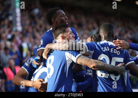 Cole Palmer aus Chelsea erzielte sein Team beim Premier League-Spiel zwischen Burnley und Chelsea in Turf Moor, Burnley, am Samstag, den 7. Oktober 2023. (Foto: Pat Scaasi | MI News) (Foto: MI News/NurPhoto) Credit: NurPhoto SRL/Alamy Live News Stockfoto