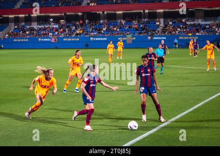 Futbol Club Barcelona Femení VS Valencia F im Johan Cruyff Stadium, Barcelona 5. Oktober 2023. Fotograf: Ale Espaliat Stockfoto