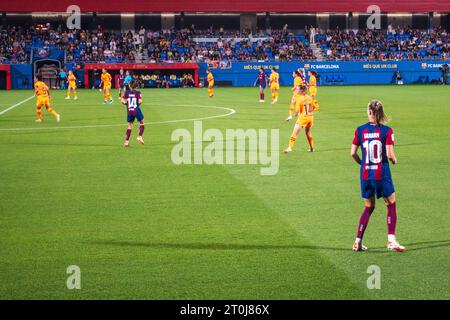 Futbol Club Barcelona Femení VS Valencia F im Johan Cruyff Stadium, Barcelona 5. Oktober 2023. Fotograf: Ale Espaliat Stockfoto