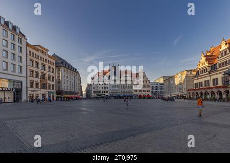 Historischer Marktplatz in Leipzig Stockfoto