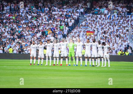 Madrid, Spanien. Oktober 2023. Das Team von Real Madrid vor dem Fußballspiel der spanischen Meisterschaft La Liga EA Sports zwischen Real Madrid und Osasuna spielte am 07. Oktober 2023 im Bernabeu-Stadion in Madrid, Spanien Credit: Independent Photo Agency/Alamy Live News Stockfoto