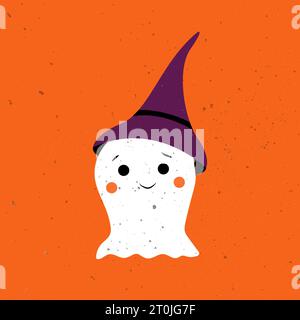 Kleiner süßer Geist. Niedlicher Geist feiert Halloween. Niedliche Geistervektor-Illustrationen für Kinder an Halloween Stock Vektor