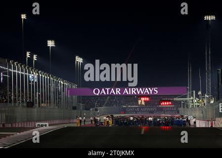 Doha, Katar. Oktober 2023. Die Startaufstellung vor dem Start des Rennens. 07.10.2023. Formel-1-Weltmeisterschaft, Rd 18, Großer Preis Von Katar, Doha, Katar, Sprint Day. Das Foto sollte lauten: XPB/Press Association Images. Quelle: XPB Images Ltd/Alamy Live News Stockfoto