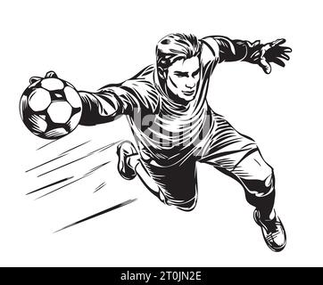 Fußball Torhüter Sketch Hand gezeichnet Vector Sports Stock Vektor