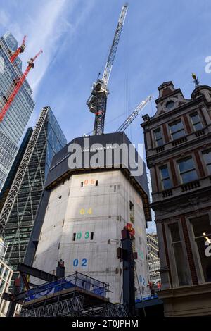 Die Baustelle von One Leadenhall, einem 36-geschossigen, 183 Meter hohen Hochhaus neben dem Leadenhall Market, wird von MAKE Architects entworfen Stockfoto