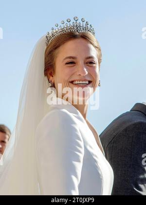 Mafra, Portugal. Oktober 2023. Prinzessin Maria Francisca de Braganza reist am 7. Oktober 2023 im Basílica Palacio de Mafra, nach ihrer Hochzeit: Albert Nieboer/Niederlande OUT/Point de Vue OUT/dpa/Alamy Live News Stockfoto