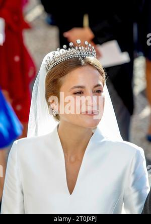 Mafra, Portugal. Oktober 2023. Prinzessin Maria Francisca de Braganza reist am 7. Oktober 2023 im Basílica Palacio de Mafra, nach ihrer Hochzeit: Albert Nieboer/Niederlande OUT/Point de Vue OUT/dpa/Alamy Live News Stockfoto