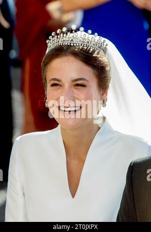 Mafra, Portugal. Oktober 2023. Prinzessin Maria Francisca de Braganza reist am 7. Oktober 2023 im Basílica Palacio de Mafra, nach ihrer Hochzeit: Albert Nieboer/Niederlande OUT/Point de Vue OUT/dpa/Alamy Live News Stockfoto