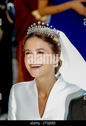 Mafra, Portugal. Oktober 2023. Prinzessin Maria Francisca de Braganza reist am 7. Oktober 2023 im Basílica Palacio de Mafra, nach ihrer Hochzeit: Albert Nieboer/Niederlande OUT/Point de Vue OUT/dpa/Alamy Live News Stockfoto