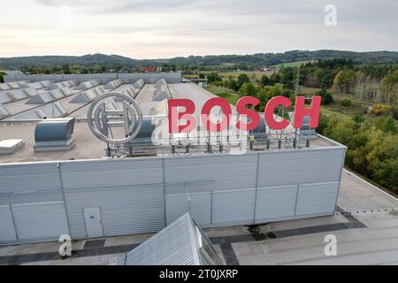 Jihlava, Tschechische republik - 12. September 2023: Logo von BOSCH Diesel Jihlava, Produktionswerk für Common Rail-Injektoren, Pavov-Werk, Tschechische republik Stockfoto