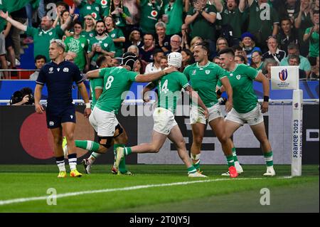 Julien Mattia/Le Pictorium - Spiel der Rugby-Weltmeisterschaft Irland, Großbritannien. Oktober 2023. Frankreich/seine-Saint-Denis/Saint-Denis - Spiel der Rugby-Weltmeisterschaft Pool B zwischen Irland und Schottland im Stade de France am 7. Oktober 2023. Quelle: LE PICTORIUM/Alamy Live News Stockfoto