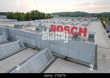 Jihlava, Tschechische republik - 12. September 2023: Logo von BOSCH Diesel Jihlava, Produktionswerk für Common Rail-Injektoren, Pavov-Werk, Tschechische republik Stockfoto